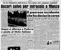 OB-66413 Copy of page and article Italian newspaper with mention car and driver 1953 V Coppa Intereuropa