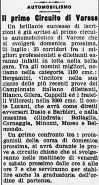 OB-129194 Copy of article with mention of the driver 1935 1st Circuito di Varese