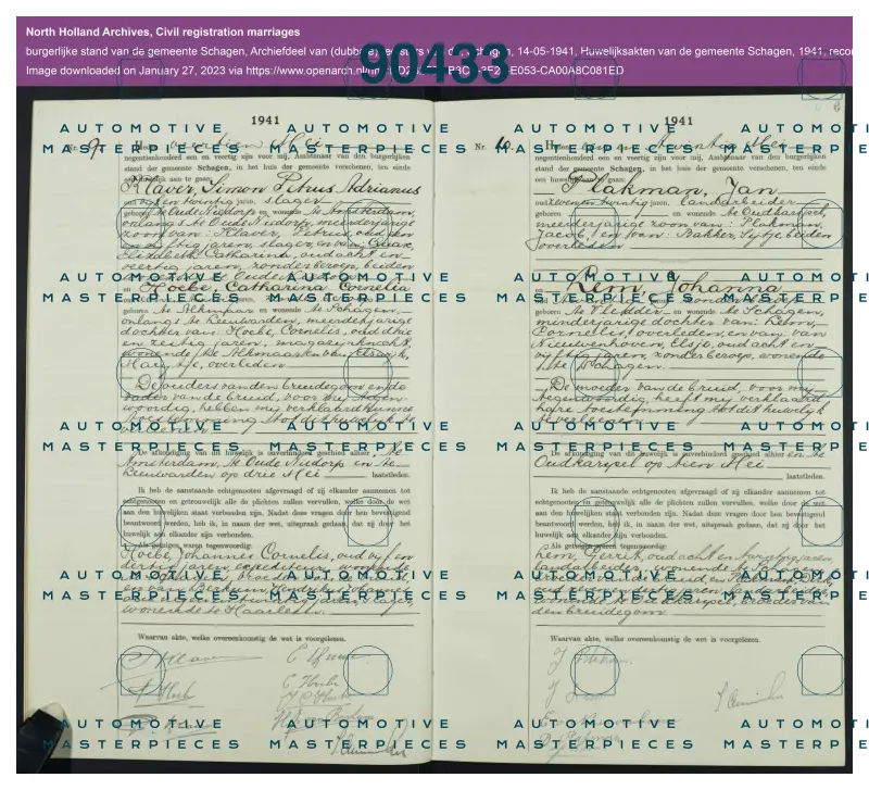 1941 certificato di matrimonio di Klaver.jpg