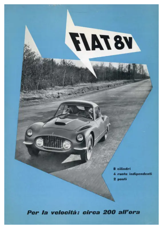 Very rare original Fiat 8V 1st series depliant