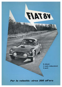 Very rare original Fiat 8V 1st series depliant